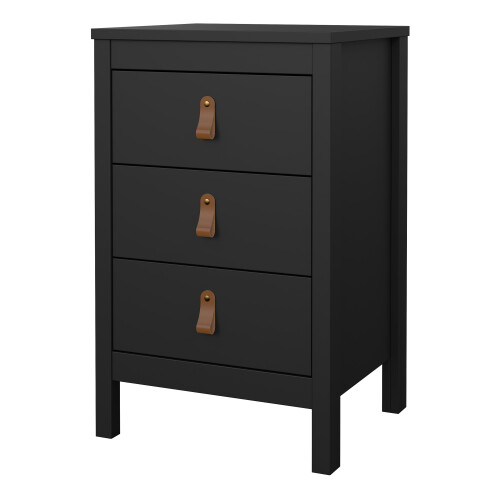 Barcelona Bedside Table 3 Drawers in Matt Black 2