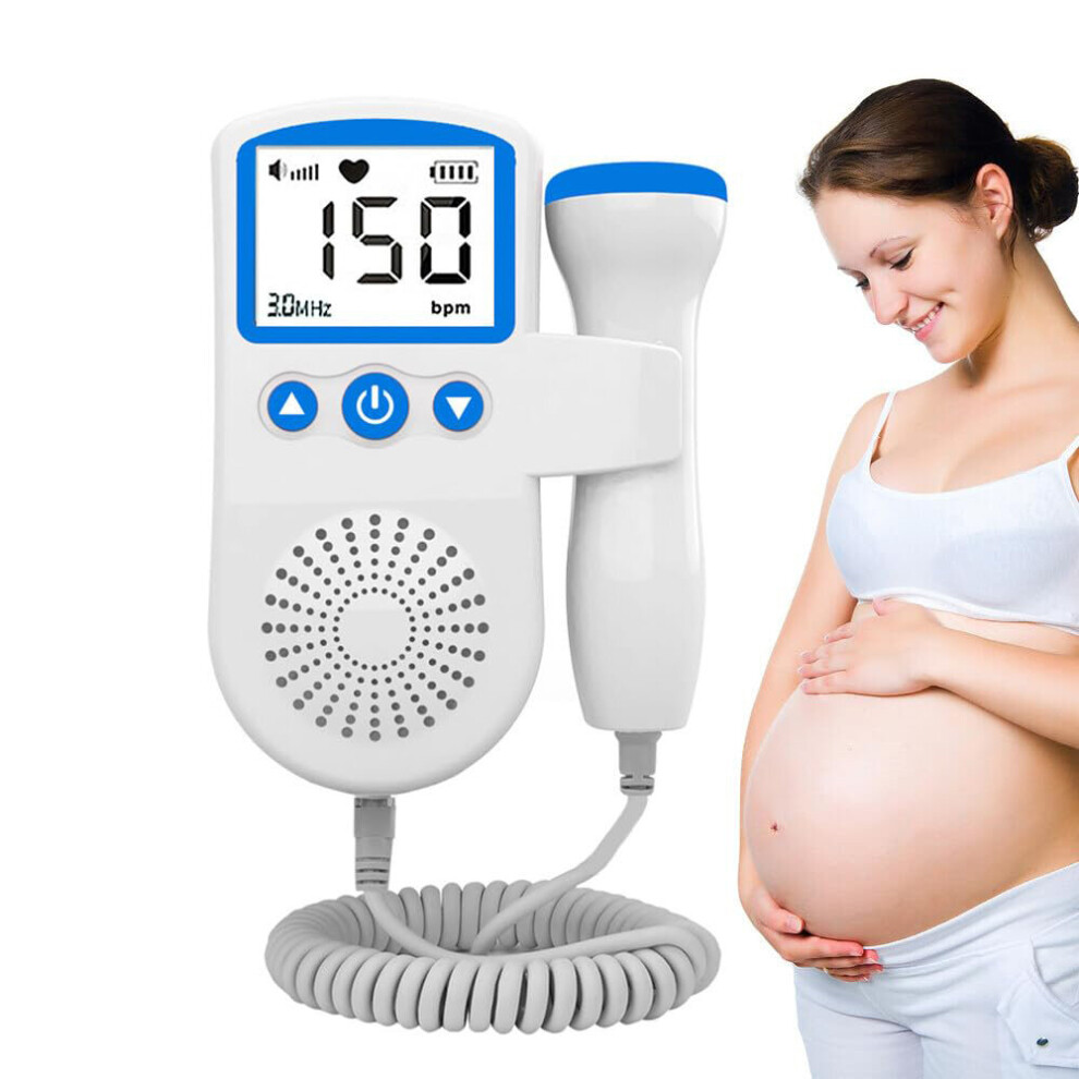 (Blue) Fetal Pregnancy Doppler Pocket Baby Heart Rate Monitor Fetal Heartbeat Detector Ultrasonic