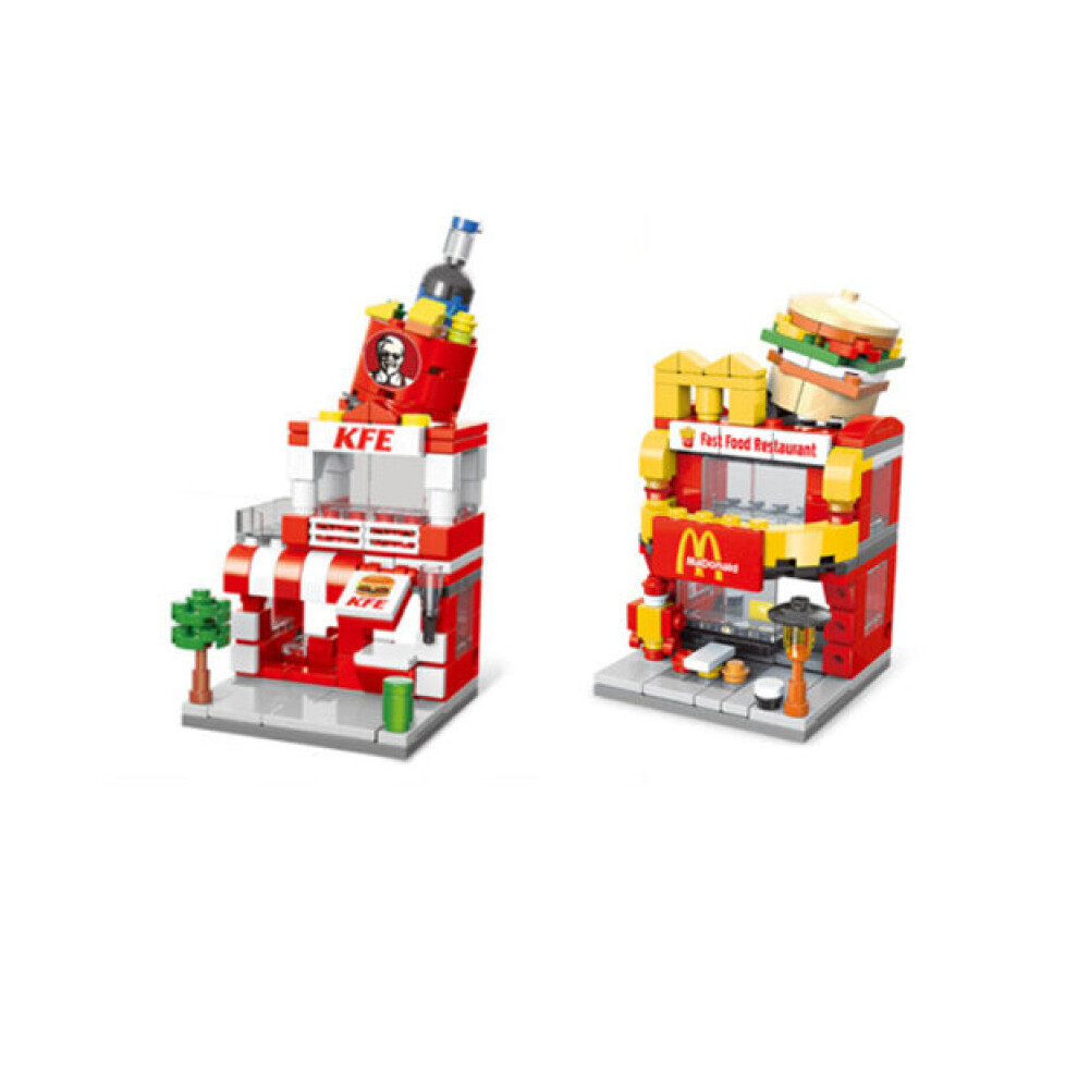 (McDonalds + KFC) Street View Model Building Construction Toy Fit Lego