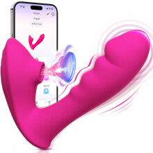 (Rose Red) G-Spot Vibrator, 2 in 1 Sex Clitoris Licking Dildo Sucking Vibrators with 10 Vibration&Suction Modes,Dildo Vibrabrater Adult Sex Toy