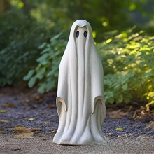 (B) Cute White Ghost Garden Sculpture Delightful Resin Outdoor Decoration For Halloween Celebrations