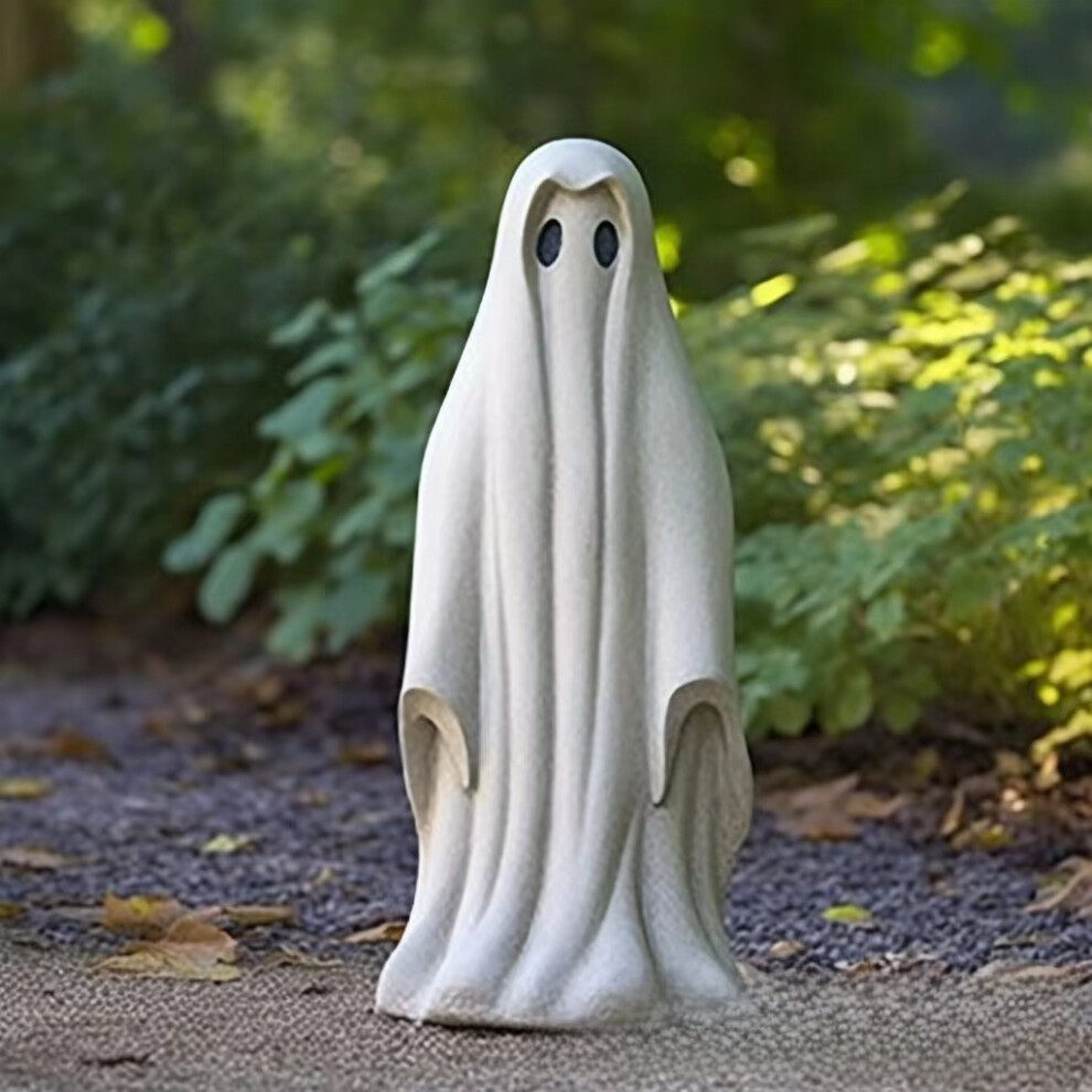 (B) Cute White Ghost Garden Sculpture Delightful Resin Outdoor Decoration For Halloween Celebrations