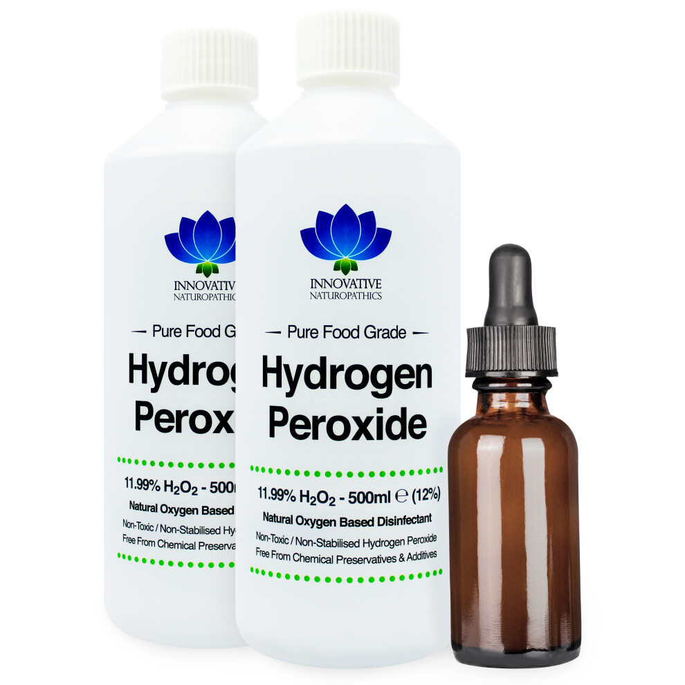 Food Grade Hydrogen Peroxide 12% - 1000ml - Free 50ml Glass Dropper