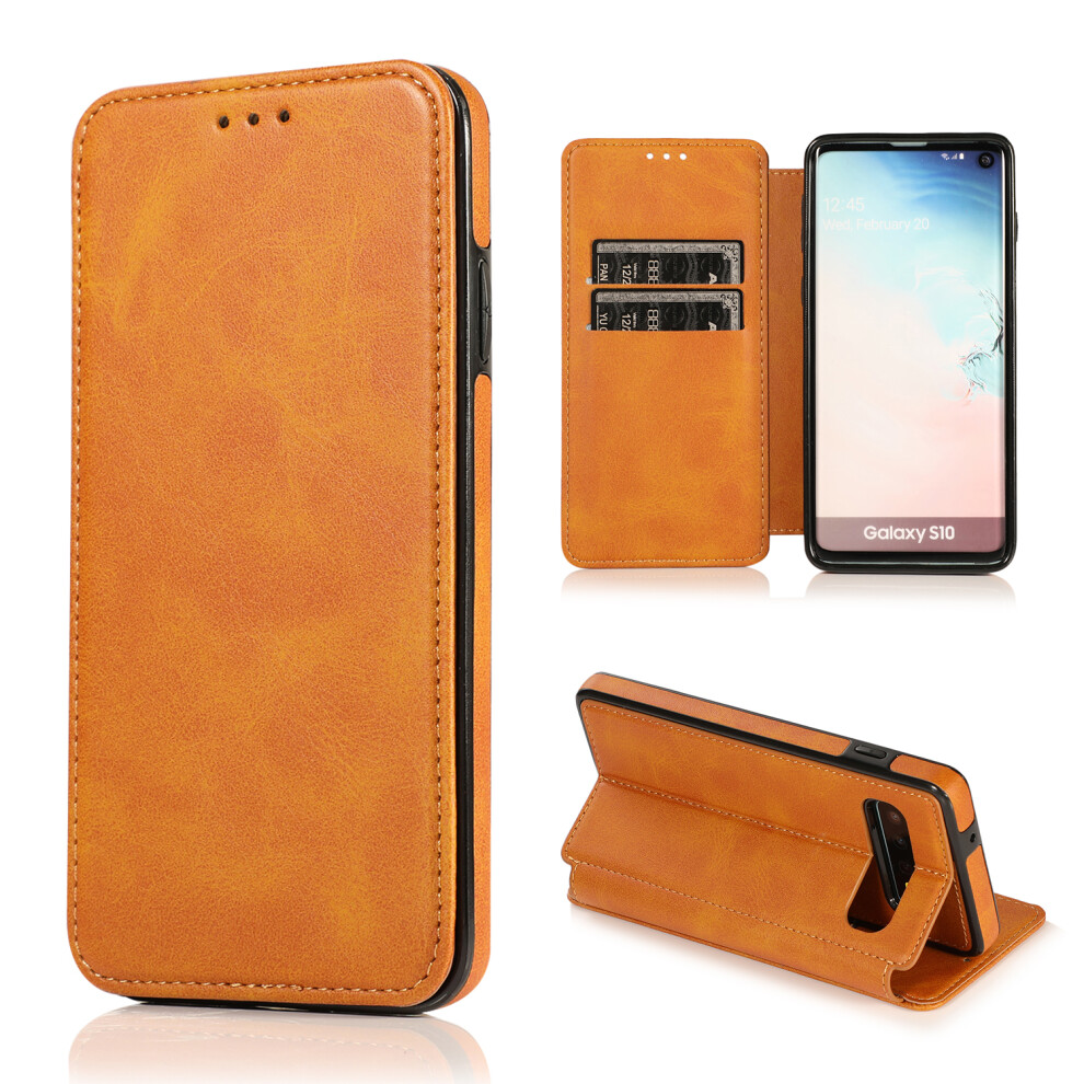Mingdu (Samsung S10, Khaki) Samsung Galaxy S10/ S20/ S21/ S22/ S23 Ultra Plus Case Leather Wallet Flip Phone Case