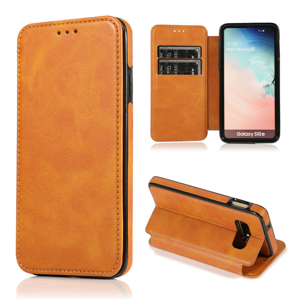 Mingdu (Samsung S10e, Khaki) Samsung Galaxy S10/ S20/ S21/ S22/ S23 Ultra Plus Case Leather Wallet Flip Phone Case