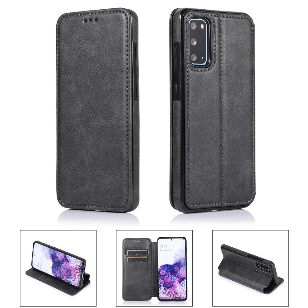 Mingdu (Samsung S20, Black) Samsung Galaxy S10/ S20/ S21/ S22/ S23 Ultra Plus Case Leather Wallet Flip Phone Case