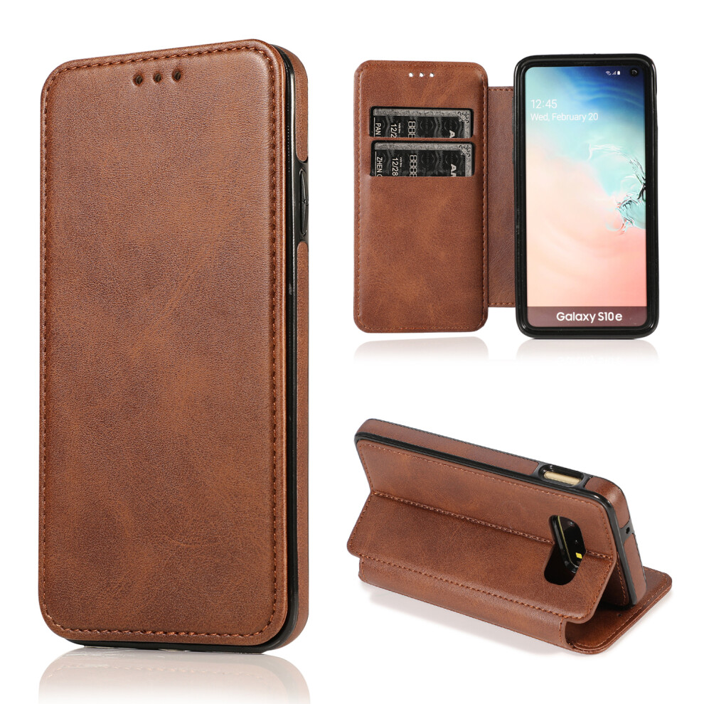 (Samsung S10e, ) Samsung Galaxy S10/ S20/ S21/ S22/ S23 Ultra Plus Case Leather Wallet Flip Phone Case Brown 854478294412