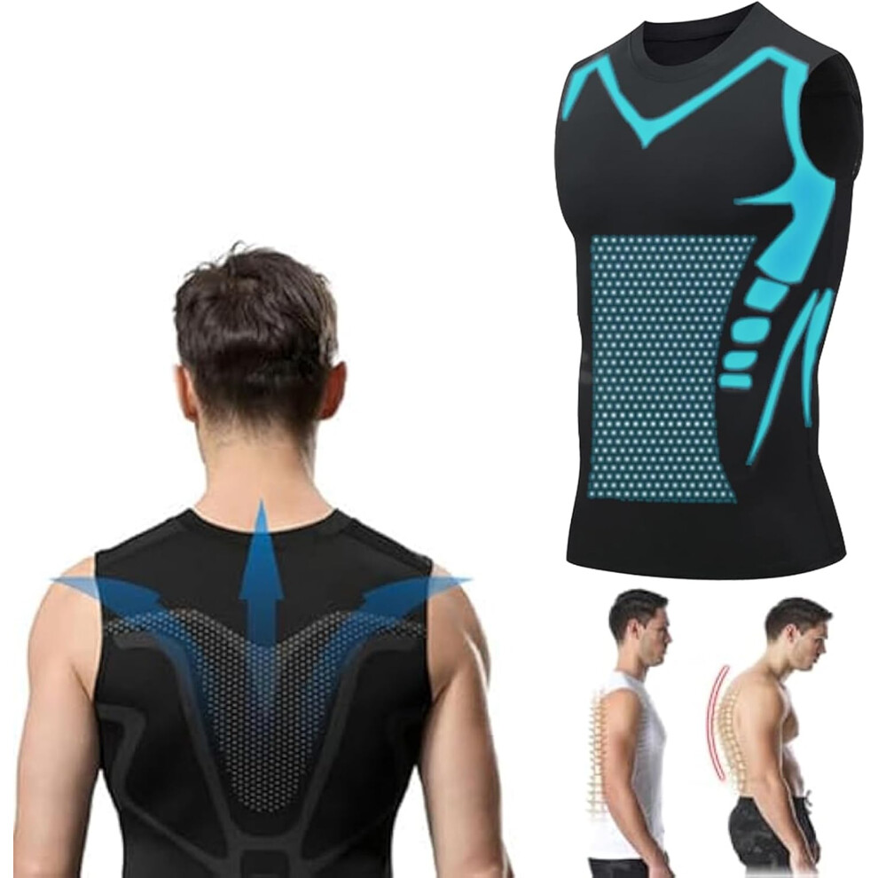 Gogerstar (L, ) Menionic Tourmaline Posture Corrector Vest, 2024 Menionic Vest - Instant Posture Corrector Black