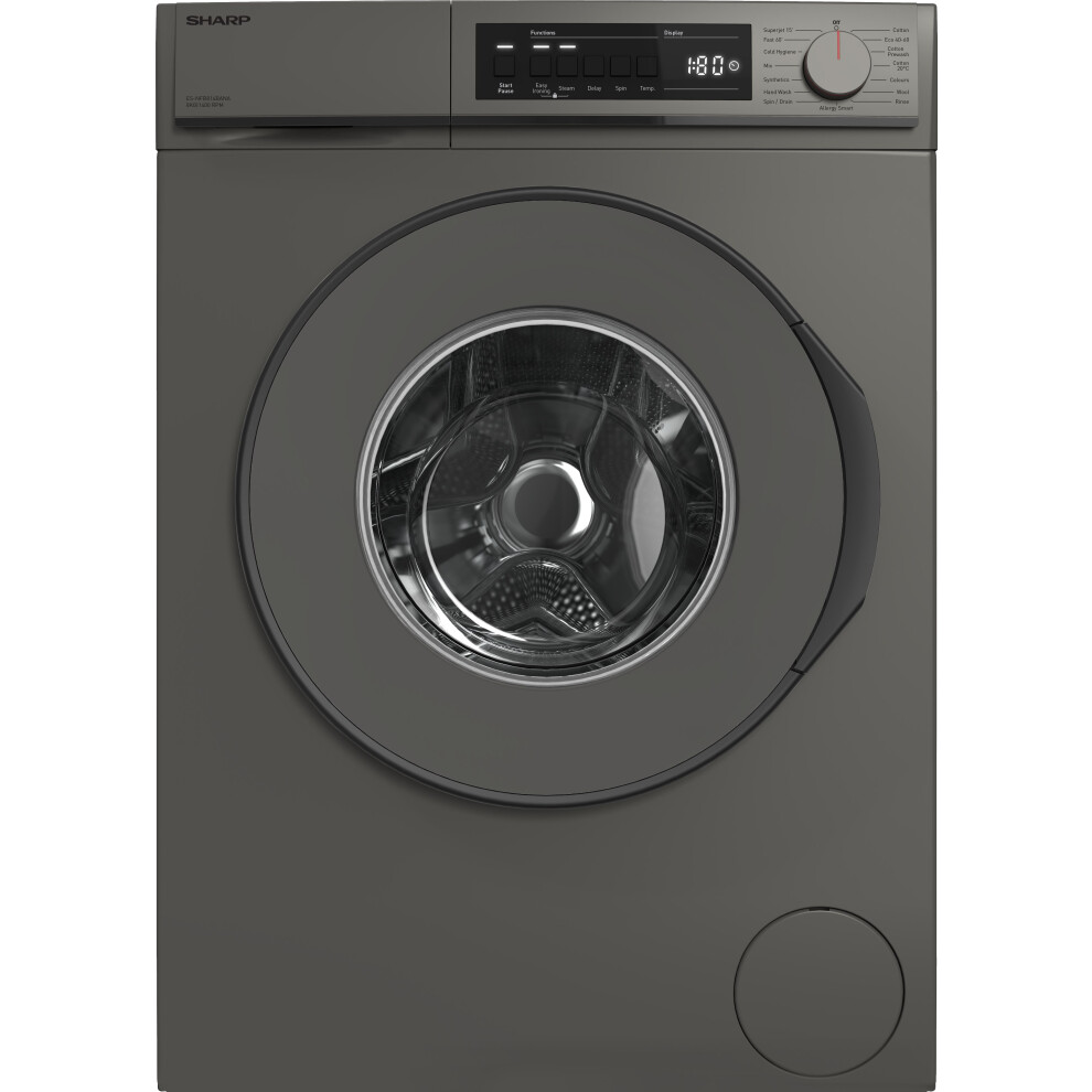 Sharp ES-NFB814BANA-EN 8kg Washing Machine with 1400 rpm - Matte Dark Grey - A Rated