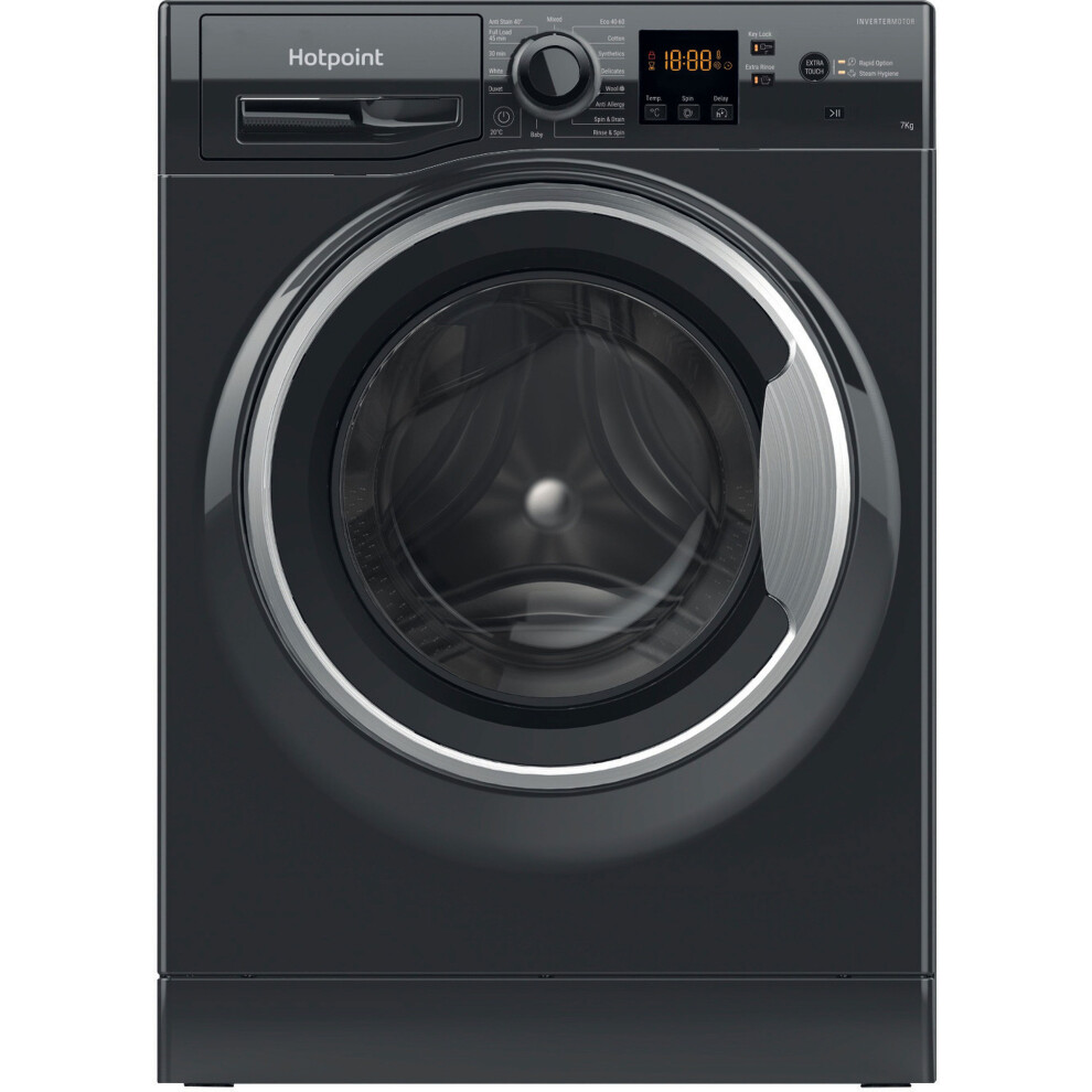 Hotpoint Anti-Stain Nswm 7469 Bs Uk 7Kg Washing Machine With 1400 Rpm - A Rated Black