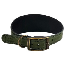 (Small, Khaki) HugglePets Leather Hound Dog Collar