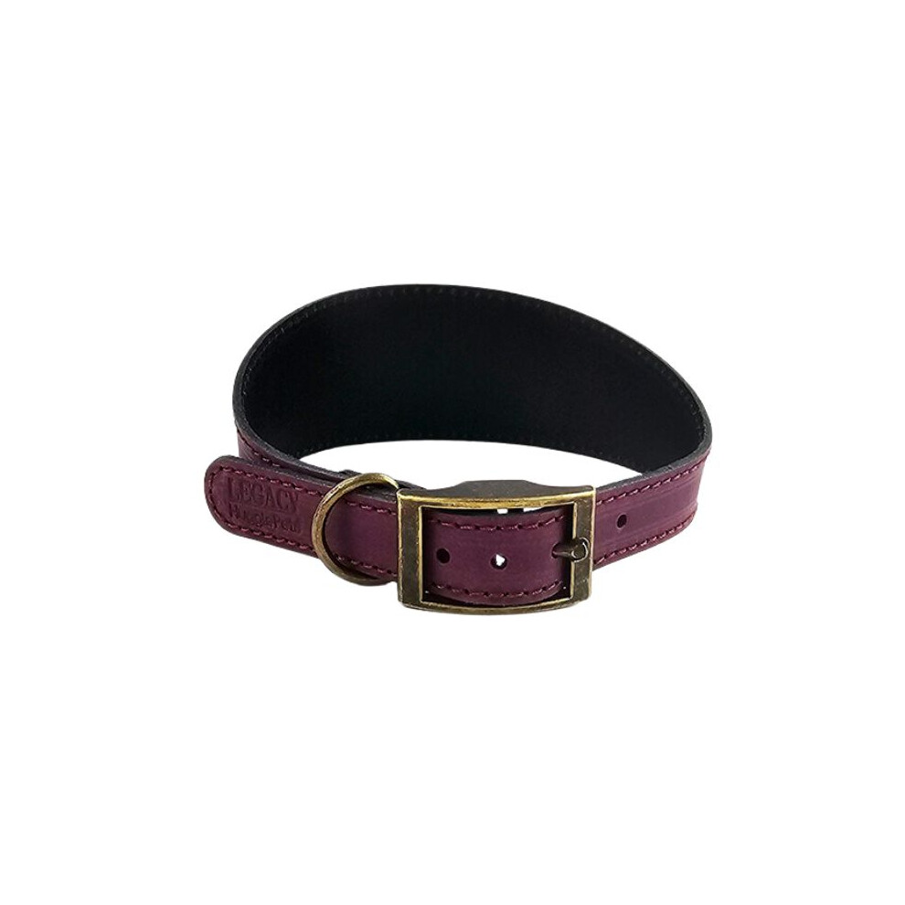 (Small, Merlot) HugglePets Leather Hound Dog Collar