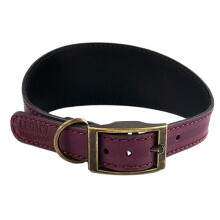 (Medium, Merlot) HugglePets Leather Hound Dog Collar