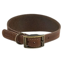(Medium, Tan) HugglePets Leather Hound Dog Collar