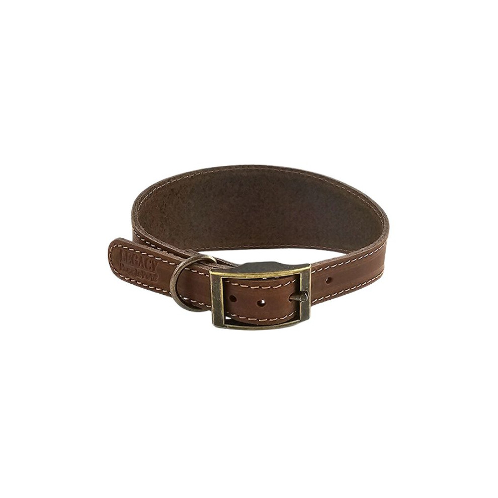 (Medium, Tan) HugglePets Leather Hound Dog Collar