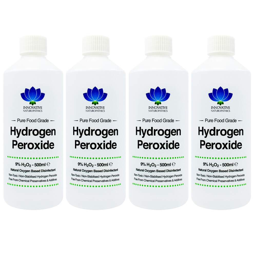 Innovative Naturopathics Food Grade Hydrogen Peroxide - Purest Grade 9% - 2 Litres (4 X 500Ml)
