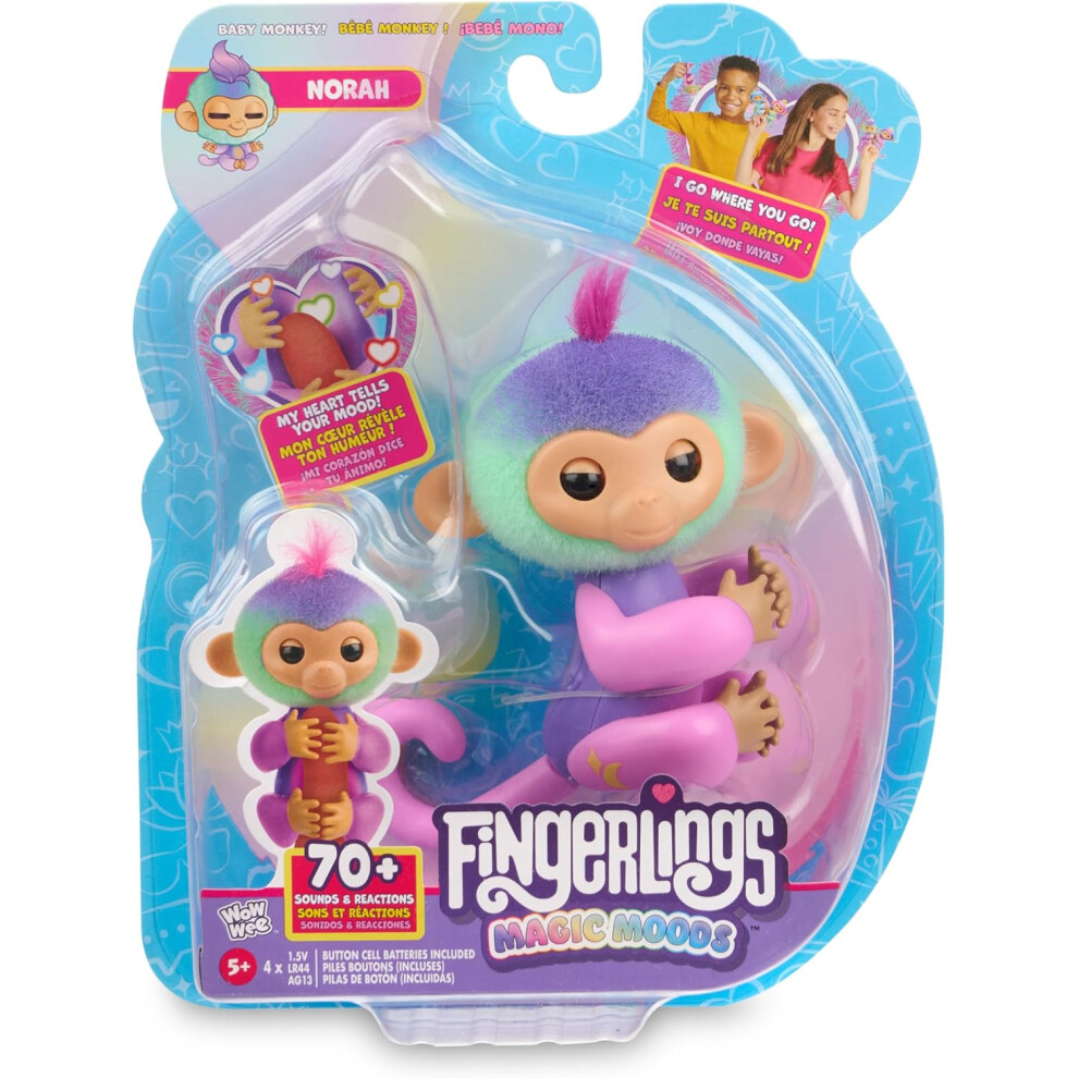 Fingerlings Magic Moods Interactive Baby Monkey Norah (Teal and Purple)