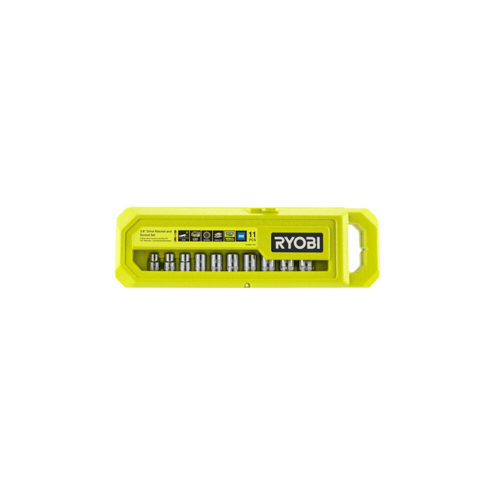 Ryobi 3/8" Ratchet & Socket Set (11pc) - RHRS11PC