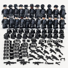 (Style B 24pcs) Military Soldiers Black SWAT Jeeps Minifigures Toys Fit Lego
