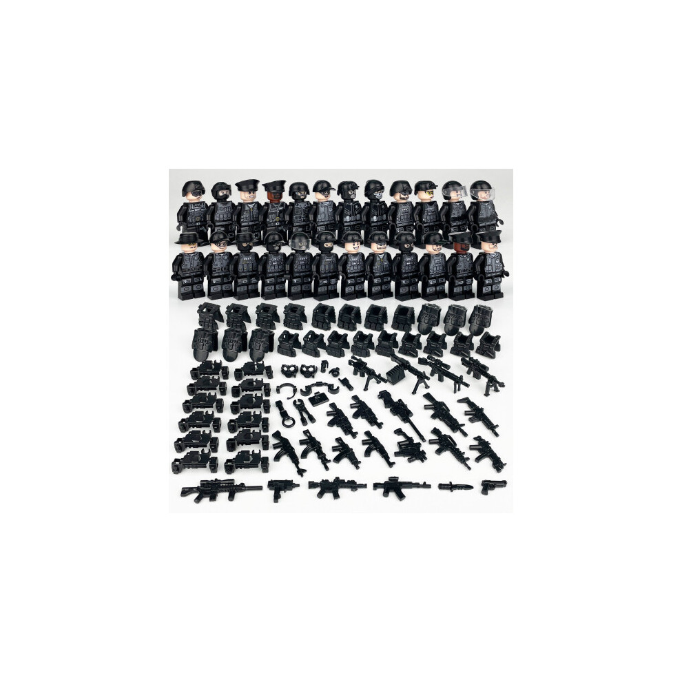 (Style B) Military Soldiers Black SWAT Jeeps Minifigures Toys Fit Lego