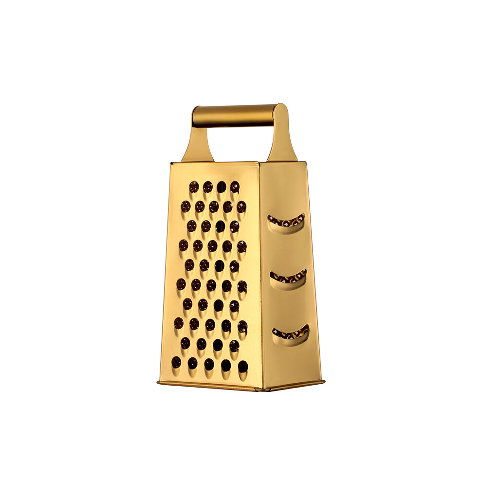 (Gold) Stainless Kitchen Steel 4 Sided Box Food Grater Vegetable Cheese Slicer Shredder