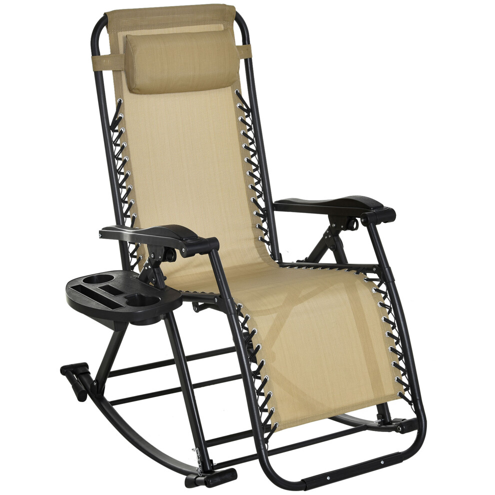 Folding Recliner Chair Outdoor Lounge Rocker Zero-Gravity Seat