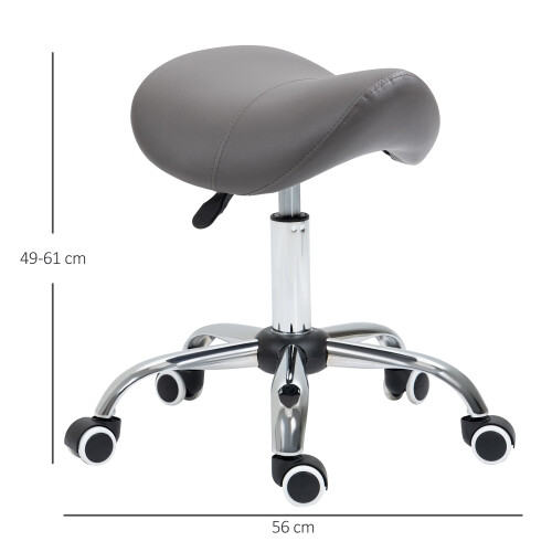 Homcom HOMCOM PU Leather Saddle Stool w/ Moulded Padded Seat Adjustable Height Grey 1