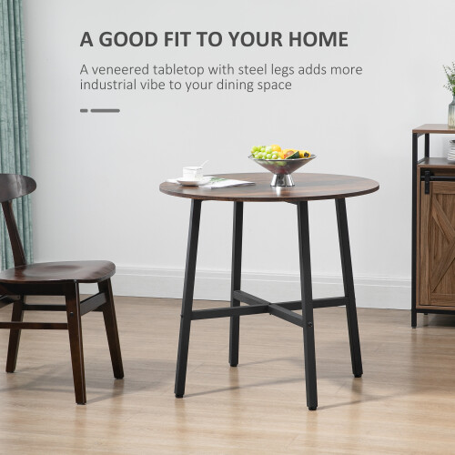Homcom HOMCOM 80cm Round Kitchen Table, Dining Table for Small Spaces, Steel Leg 2