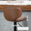 Homcom HOMCOM Bar Stool Set of 2 Microfiber Cloth Adjustable Armless Chairs Brown 4