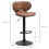 Homcom HOMCOM Bar Stool Set of 2 Microfiber Cloth Adjustable Armless Chairs Brown 2