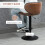 Homcom HOMCOM Bar Stool Set of 2 Microfiber Cloth Adjustable Armless Chairs Brown 5