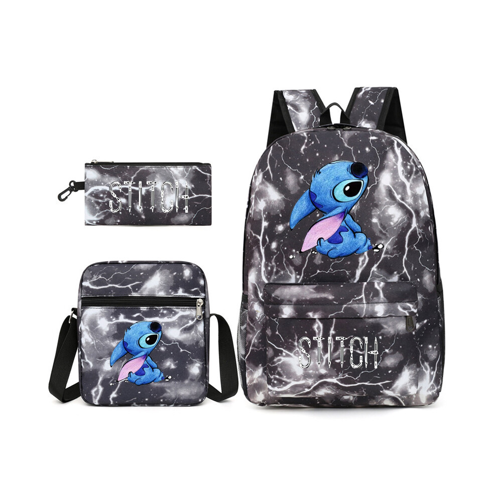 Rywolt (Gray) Stitch Backpack Three Piece Set Pencil Case Lunch Bag Schoolbag Kid Student Gray