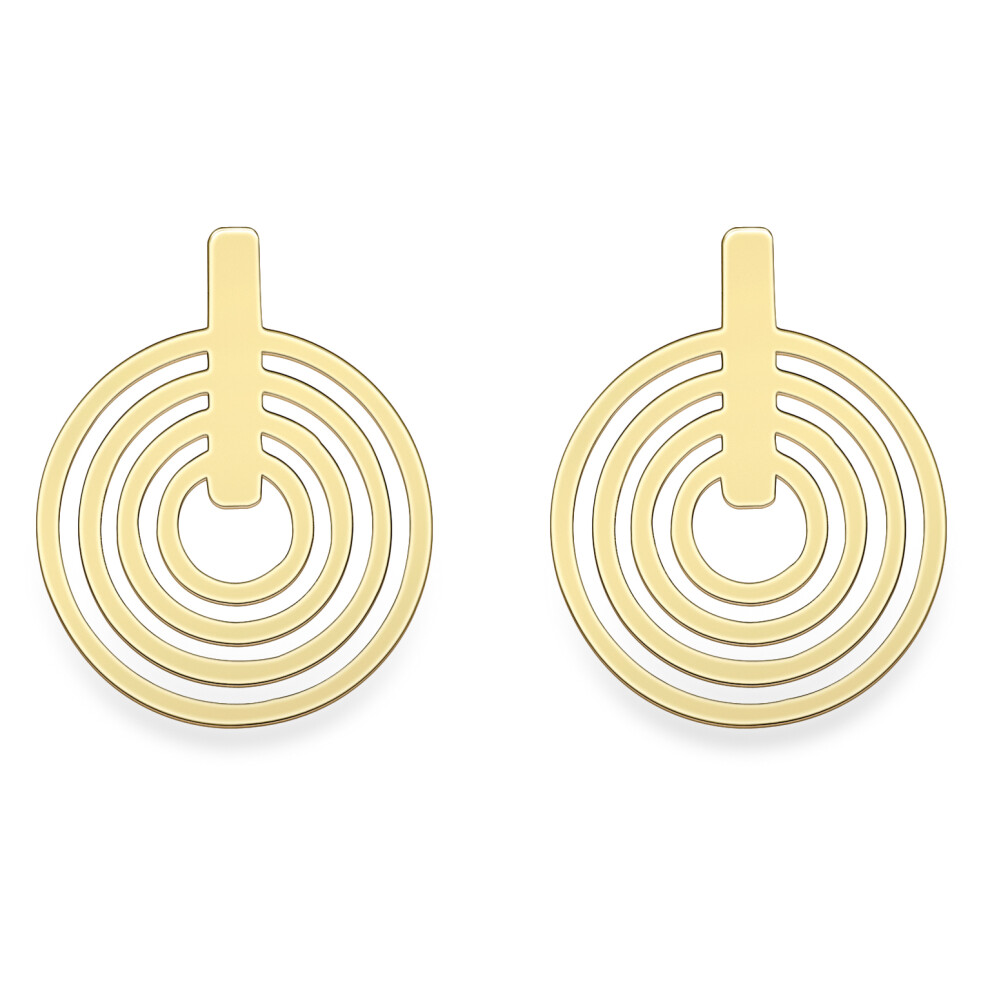 9ct Yellow Gold Concentric Crop Circles Drop Earrings