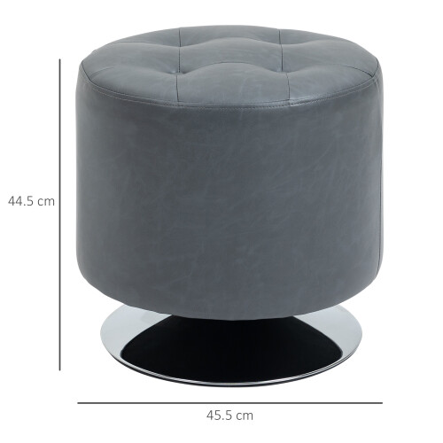 Homcom HOMCOM 360 Swivel Foot Stool PU Footstool with Thick Padding, Grey 1