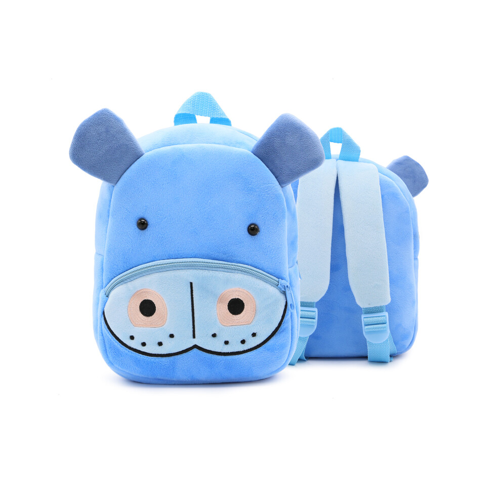 (hippo) Cartoon cute plush backpack animal backpack boy girl school backpack outing leisure bag