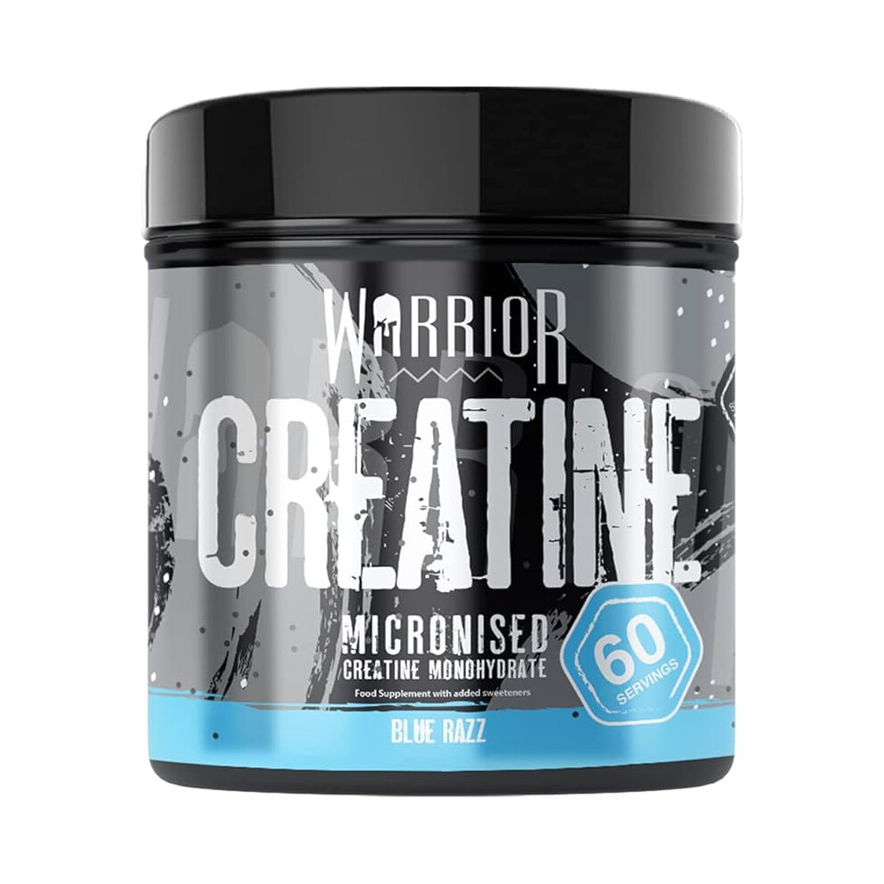 Warrior Creatine Monohydrate Powder Micronised 100 Percent Pure Creatine Proven Improve Physical Performance and Recovery 5 g Servings Blue Razz 300 g