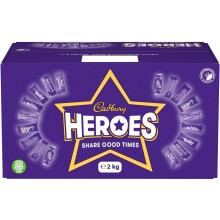 Cadbury Heroes Chocolate Lage Bulk Sharing Box, sortierte Mini-Milchschokoladenriegel, 2 kg