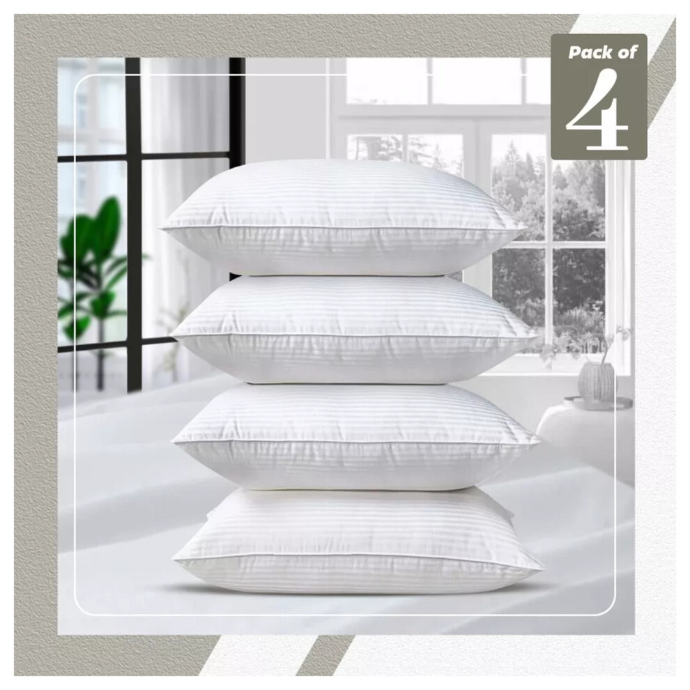 4 Pillows Luxury Hotel Quality Ultra Bounce Back Bed Stripe Pillow UK