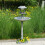 Grey Pedestal Bird Bath Feeder Planter With Solar Light Garden Table 1