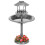 Grey Pedestal Bird Bath Feeder Planter With Solar Light Garden Table 10