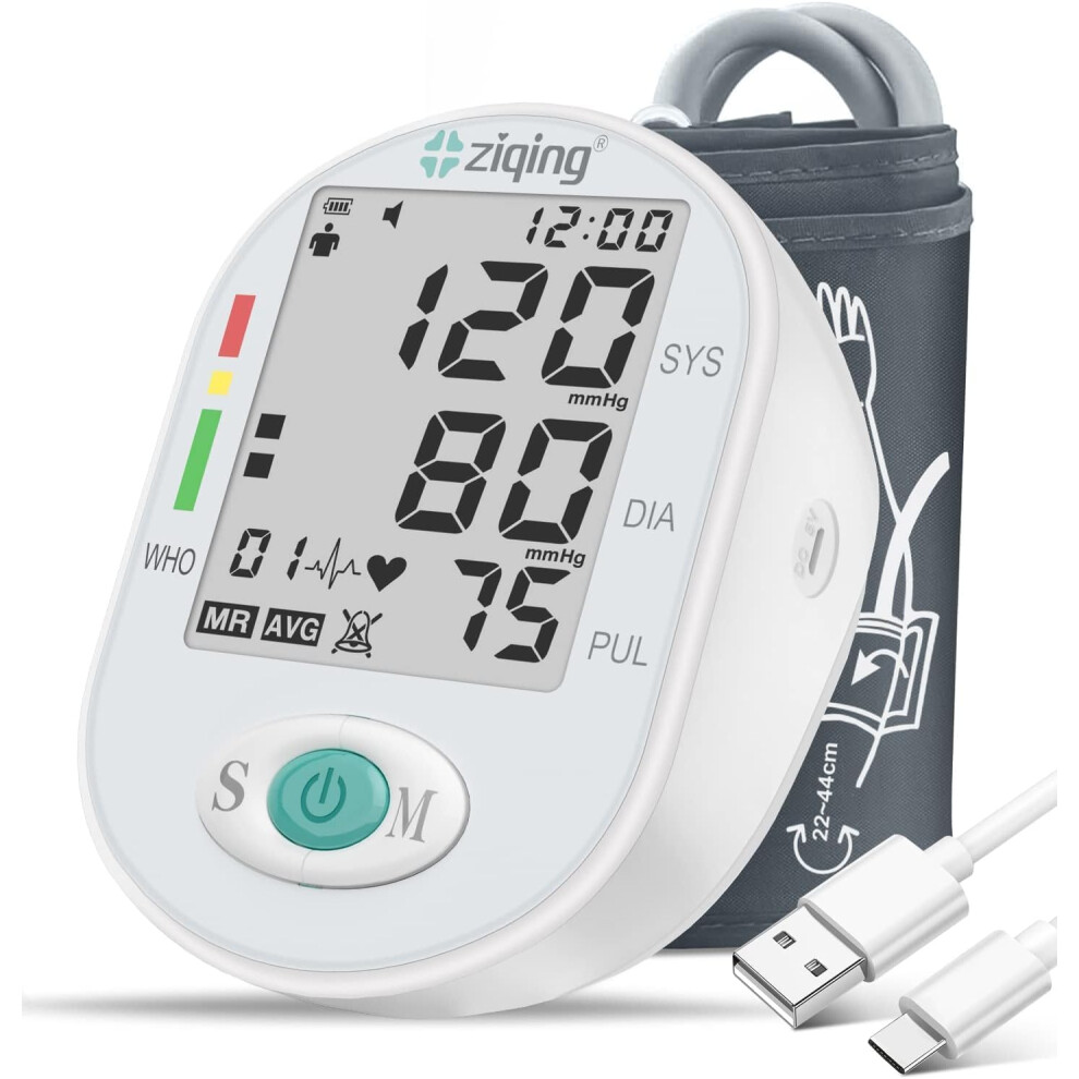 Nuonove White Blood Pressure Monitors, Bp Monitor - Blood Pressure Machine Large Cuff Upper Arm Cuff 8.7''-17.3'', Large Screen, 2 Users Total 198 Memories,