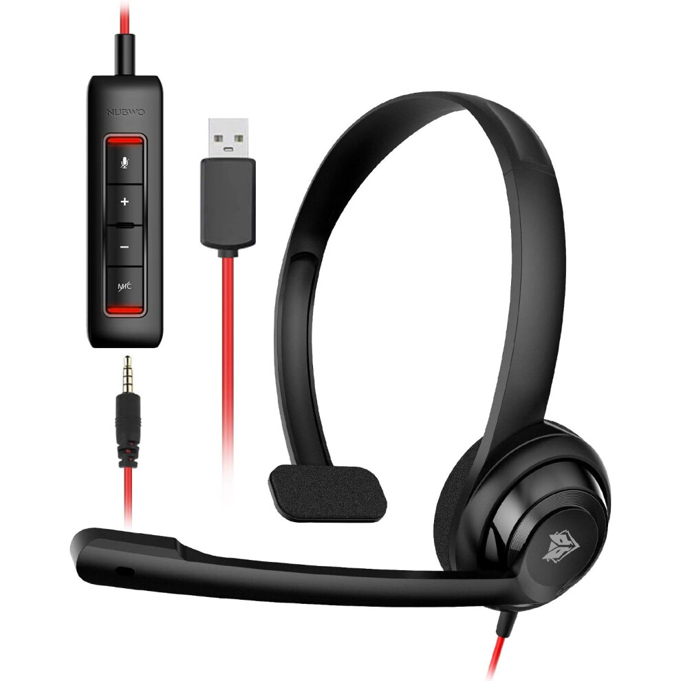 HW02 USB Headset with Microphone Noise Cancelling &in-line Control, Super Light, Ultra Comfort Computer Headset for Laptop pc, On-Ear Wired Office Cal-image-OPC-PF7WMMN-NEW
