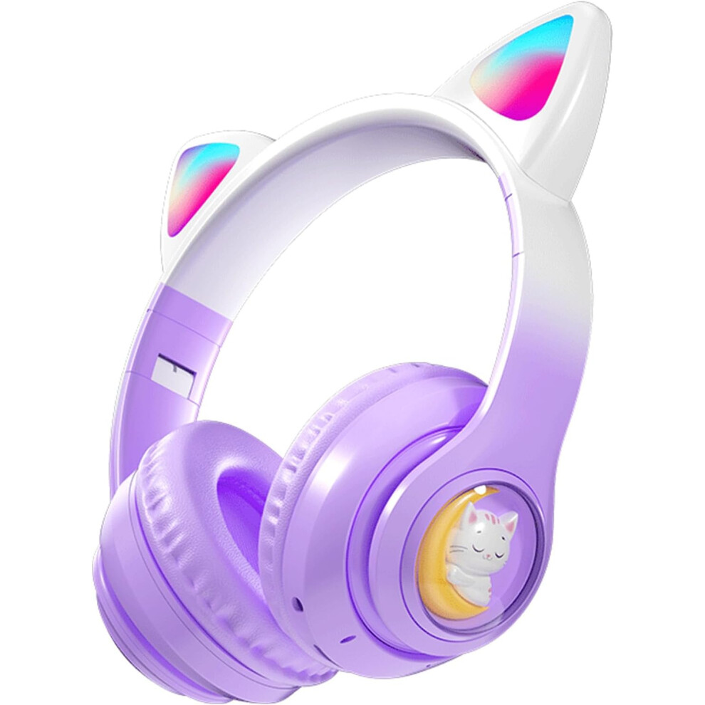 Cat Ear Bluetooth Headphones, Kids Wireless Headphones With Microphone, Foldable Led Up Over-Ear Headphones Volume Limited 85Db Girls Headphone Light 7386060660266