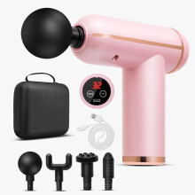 Mini Massage Fascia Gun AI-Chip Deep Tissue Percussion Massager, Portable, Ultra-Quiet Handheld (Pink) with Travel Case for Women & Athletes