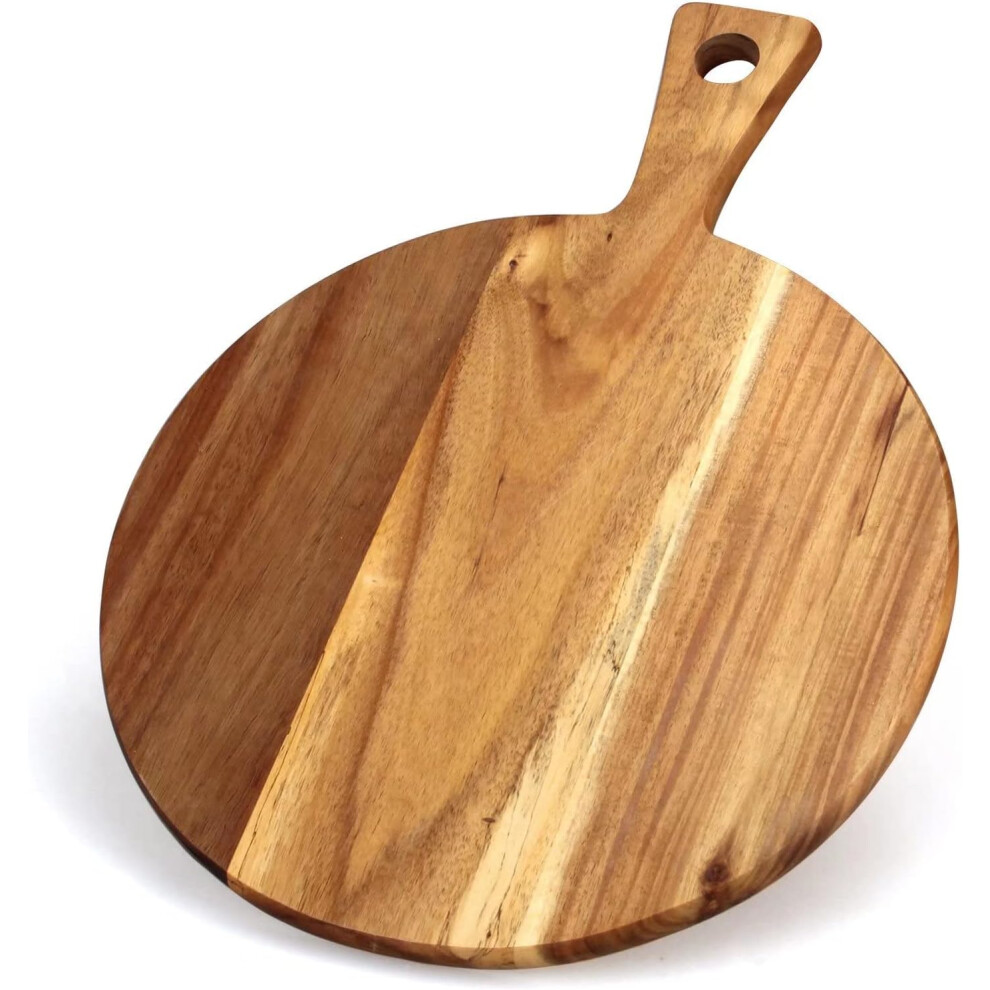 Acacia Wood Cutting Board with Handle Wooden Chopping Board Round Paddle Cutting Board for Meat Bread Serving Board Charcuterie Boards Chopping Blocks