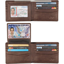 Wallet for Men-Genuine Leather RFID Blocking Bifold Stylish Wallet With 2 ID Window