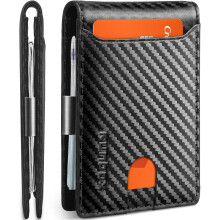 Slim Wallets for Men - Leather Money Clip Mens Wallet - RFID Blocking Front Pocket Bifold Wallet - Minimalist Credit Card Holder with Gift Box