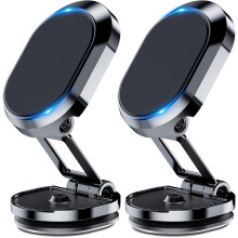 [2-Pack] Magnetic Phone Holder for Car Alloy Folding Magnetic Car Phone Holder [Super Strong Magnet] Car Magnetic Phone Mount 360 Rotation Magnetic C