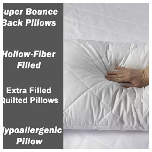Imperial Rooms Quilted Pillows 4-Pack Soft Luxury Pattern Design Hotel Quality Pillow 2