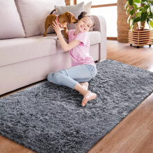 (Grey, 60 x 220 cm-Runner) Nonslip Shaggy Fluffy Rugs Bedroom Runner Doormats